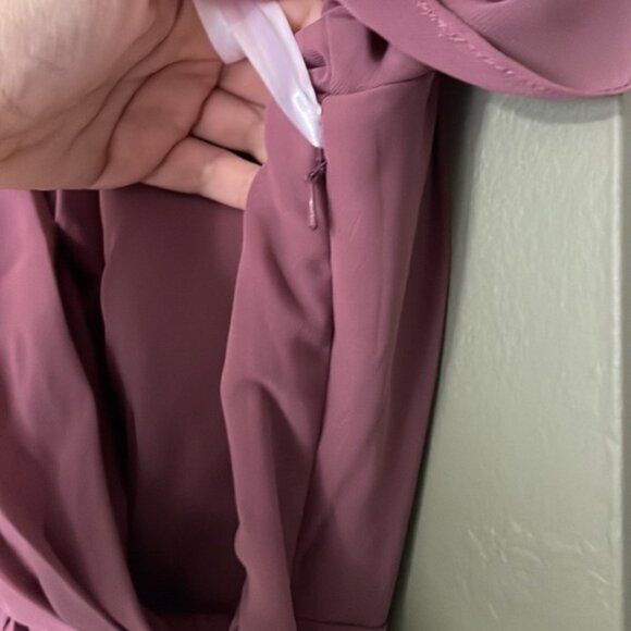 Revelry Bridesmaid Dress, Harper Chiffon Faux Wrap Dress, Peony 921, Size 12 - Picture 7 of 11